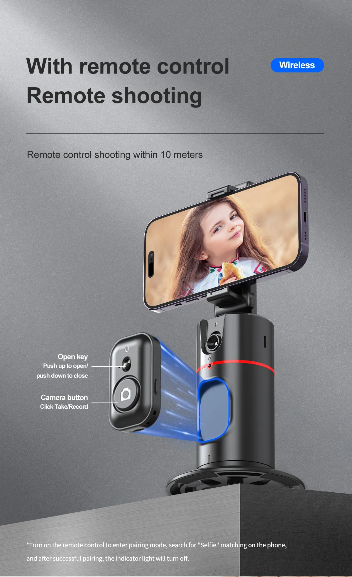 2024 New 360 Rotation Follow-up Gimbal Stabilizer Monopod Desktop Tracking Gimbal with Remote for Tiktok Live Photography