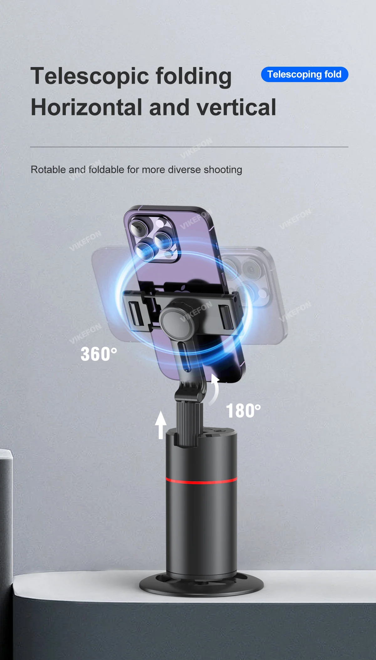 2024 New 360 Rotation Follow-up Gimbal Stabilizer Monopod Desktop Tracking Gimbal with Remote for Tiktok Live Photography