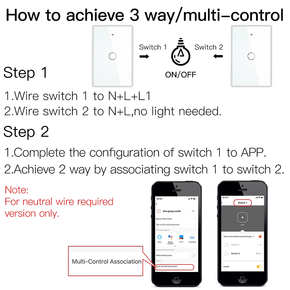 MOES ZigBee Touch Smart Light Switch With Neutral/No Neutral , US Wall Switch No Capacitor Smart Life/Tuya Works with Alexa