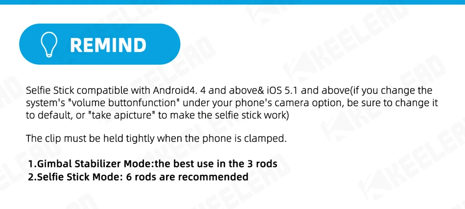 KEELEAD Selfie Stick Gimbal with Fill Light Extendable Bluetooth Remote Tripod for Samsung Xiaomi iPhone 14 Pro Max Smartphone