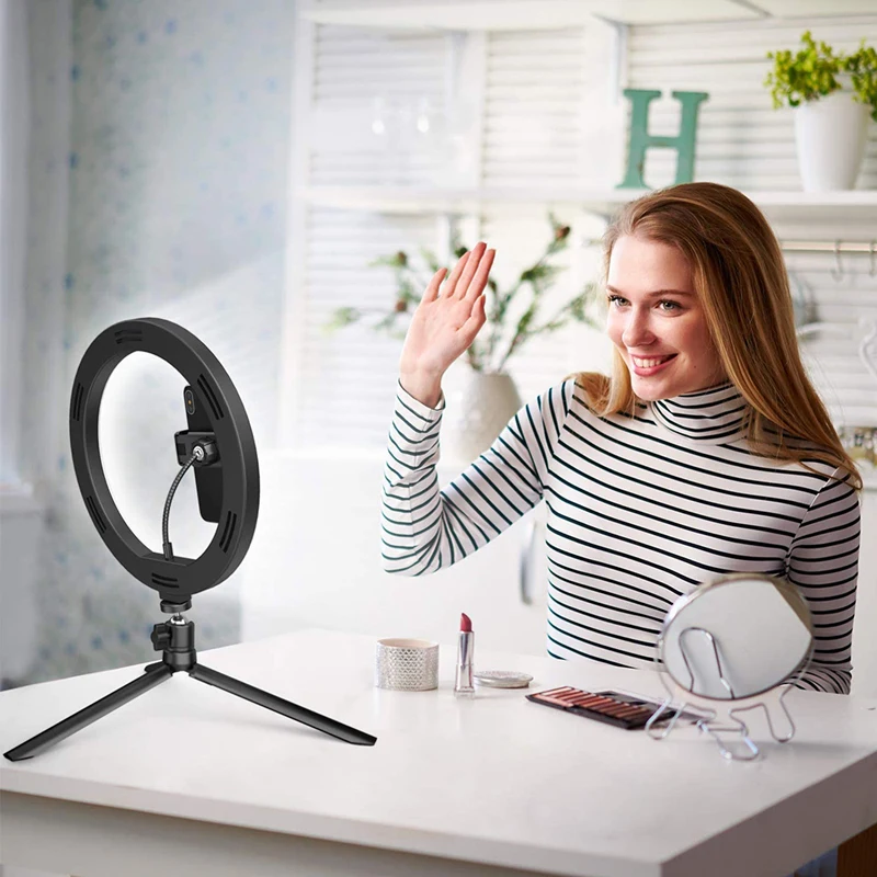 26/33cm LED Ring Light USB Dimmable Photography Studio Fill Lamp With Tripod Stand & Remote control for Tiktok Video Live Lamps