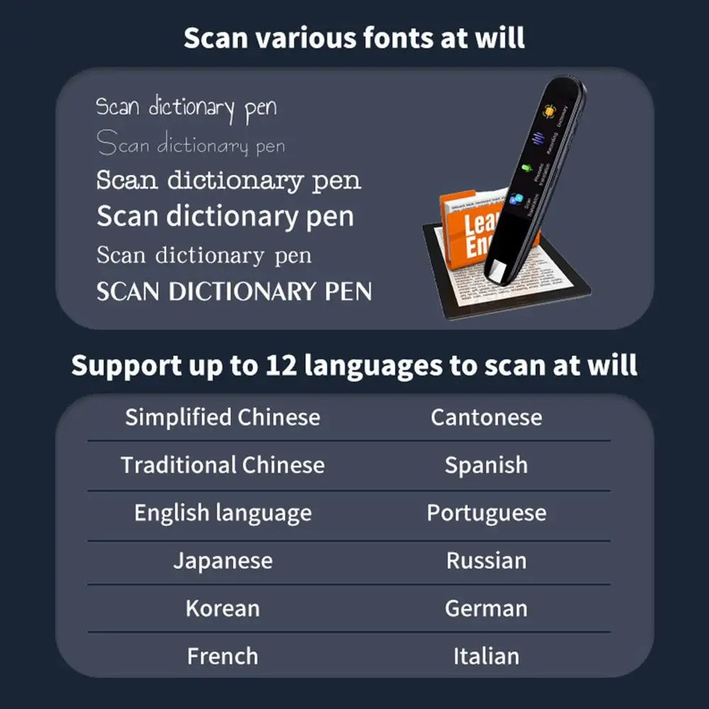 Offline Translation Pen For Teacher Student Dictionary English Intelligent Scanning Point Reading 123 Languages Translator Pen