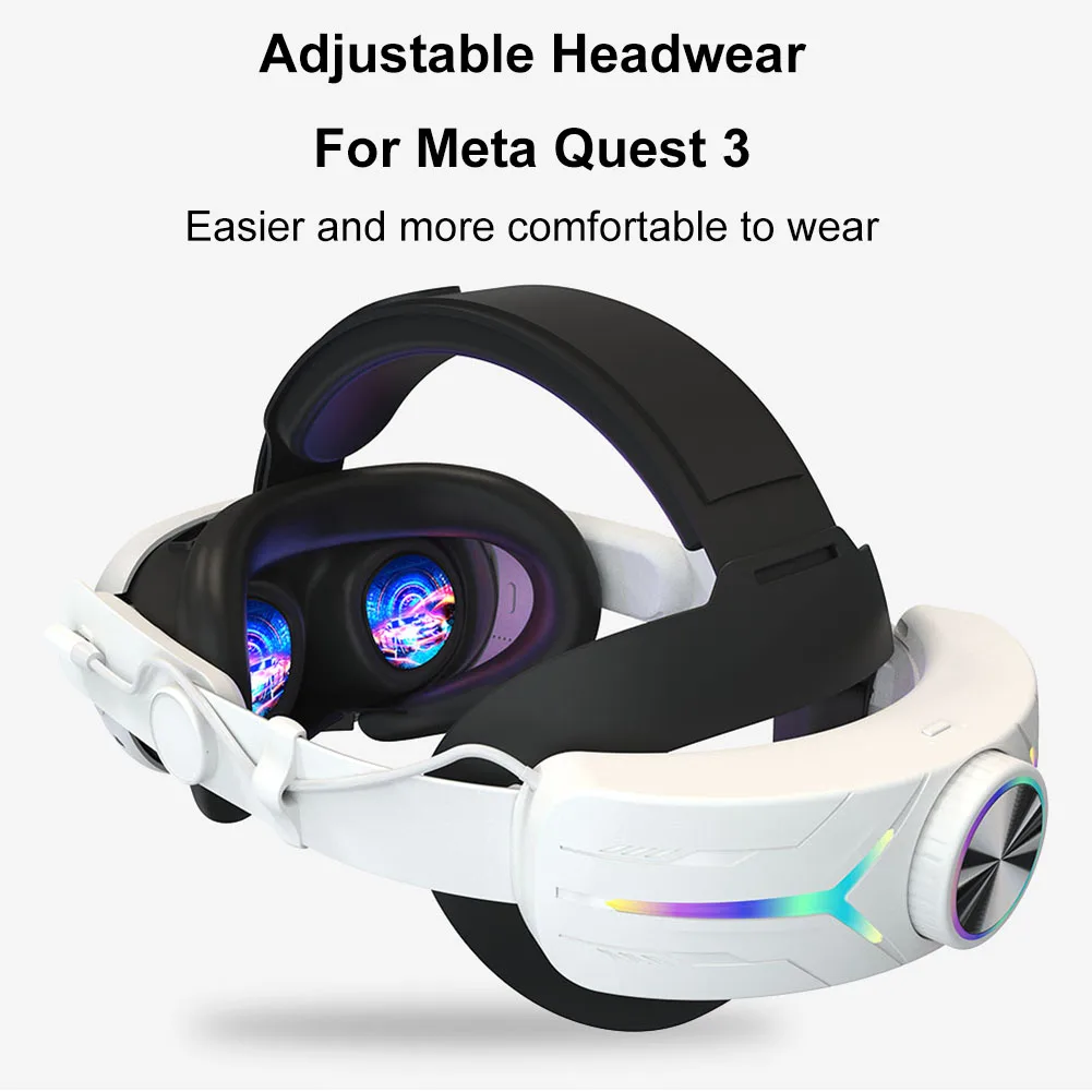 RGB Adjustable VR Head Strap For Meta Quest 3 Headsets 8000/6000mAh Battery Rechargeable Alternative Head Strap VR Accessories