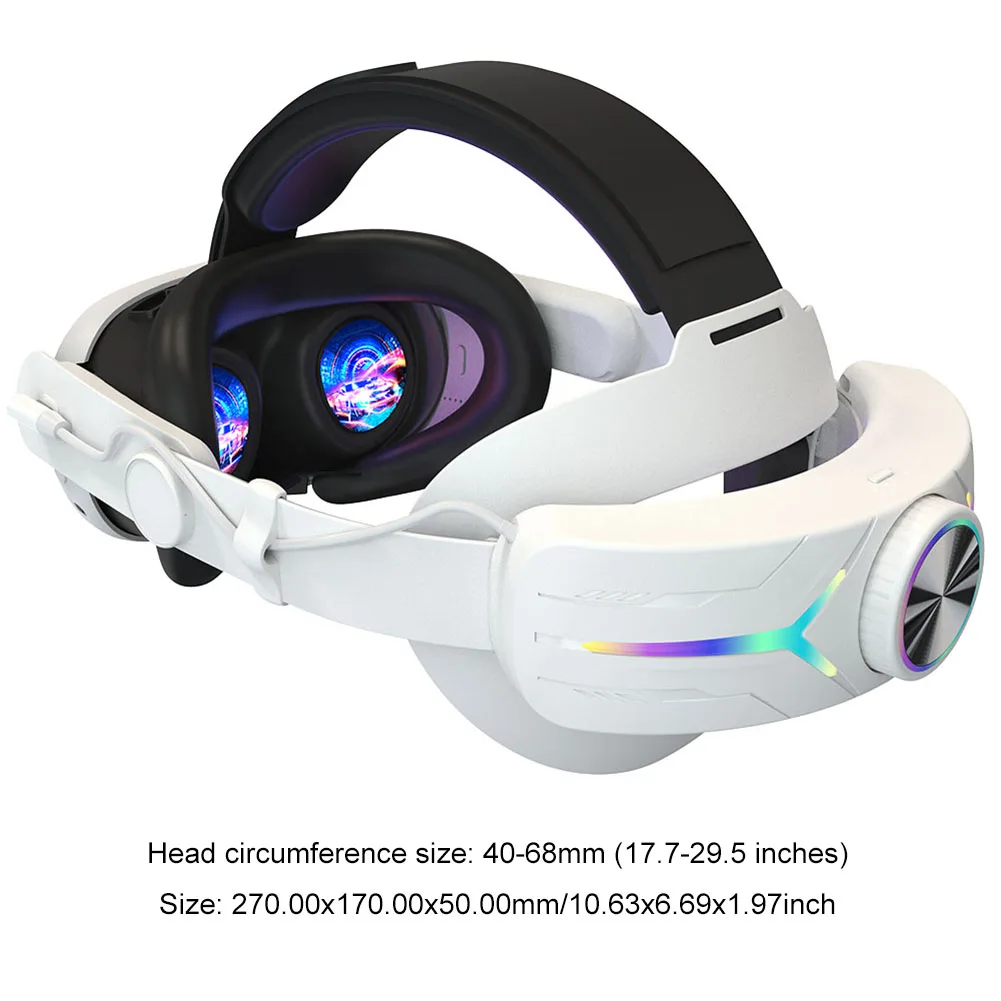 RGB Adjustable VR Head Strap For Meta Quest 3 Headsets 8000/6000mAh Battery Rechargeable Alternative Head Strap VR Accessories